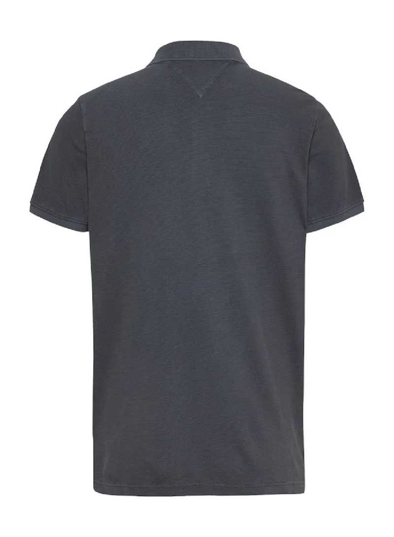 TOMMY JEANS Washed Black Slim Essential Cotton Polo for Men | Best Price UAE