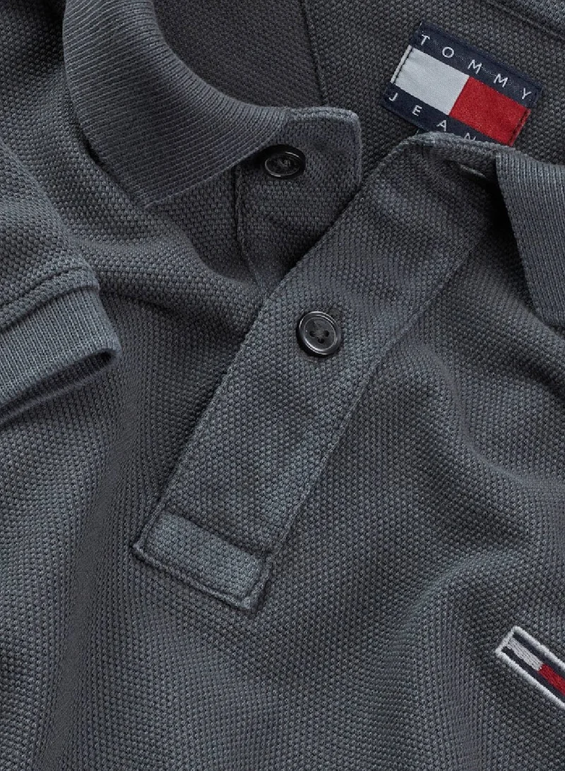TOMMY JEANS Washed Black Slim Essential Cotton Polo for Men | Best Price UAE