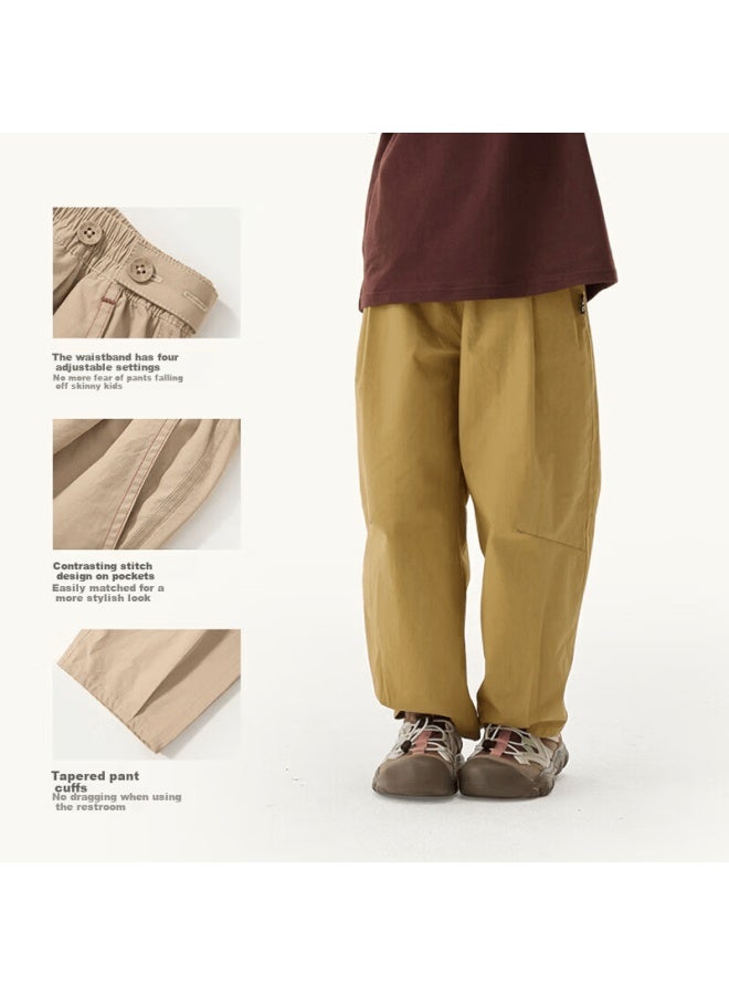 Q21 Pure Cotton Poplin Banana Pants Children's Long Casual Pants Boys And Girls Spring Sports Durable Adjustable Trousers - Image 2