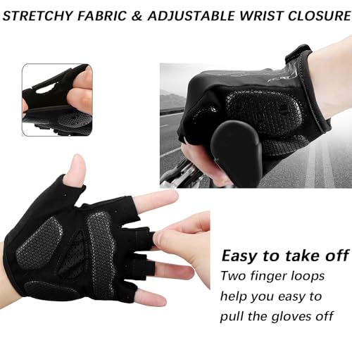 MOREOK Cycling Gloves Bike Gloves for Men/Women-[5MM Gel Pad] Half Finger Bicycle Biking Gloves for Cycling/Weight Lifting/Gym/Motorcycle/Rowing/Outdoor Sports-050-BLACK-M - Image 4