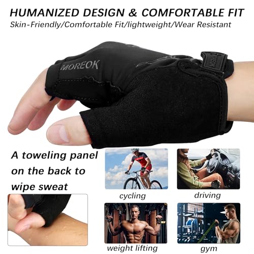 MOREOK Cycling Gloves Bike Gloves for Men/Women-[5MM Gel Pad] Half Finger Bicycle Biking Gloves for Cycling/Weight Lifting/Gym/Motorcycle/Rowing/Outdoor Sports-050-BLACK-M - Image 3