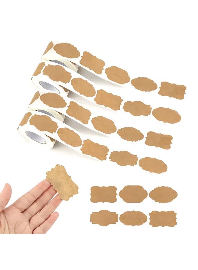 1200Pcs Natural Brown Kraft Paper Sticker Labels Self Adhesive Rustic Farmhouse Style Rounded Corners Craft Bulk - Image 1