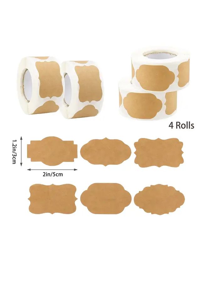1200Pcs Natural Brown Kraft Paper Sticker Labels Self Adhesive Rustic Farmhouse Style Rounded Corners Craft Bulk - Image 2