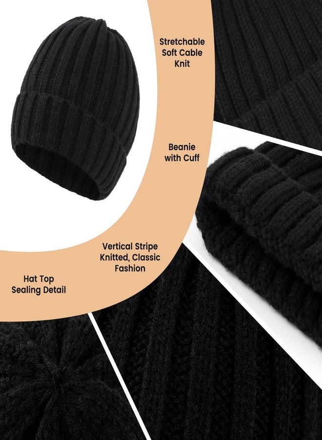 Premillow Women Winter Hat Beanie+Long Scarf+Touch Screen Gloves Set, Warm Clothes Set with Knit Fleece Lined for Women/Men Winter, Dark Color, One size - Image 3