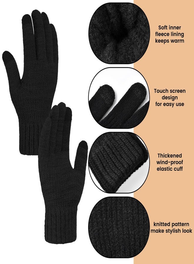 Premillow Women Winter Hat Beanie+Long Scarf+Touch Screen Gloves Set, Warm Clothes Set with Knit Fleece Lined for Women/Men Winter, Dark Color, One size - Image 4