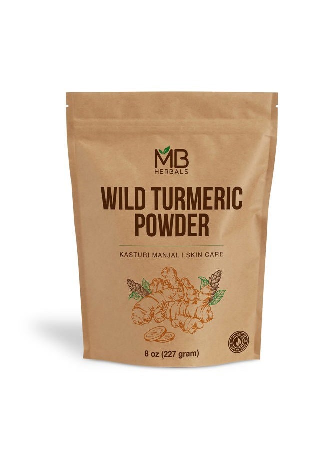 MB Herbals مسحوق الكركم البري 8 أونصات / 0.5 رطل | كاستوري مانجال المزروع عضوياً | أمبا هالدي | كركم كاستوري | بدون مواد حافظة | خالي من المواد الكيميائية | لخلطات الوجه وقناع الوجه - Image 1