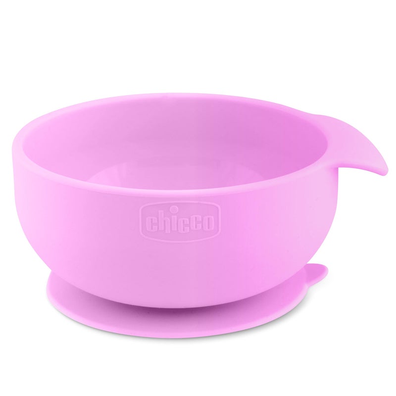 Chicco Easy Start Silicone Feeding Set | Dishes for Baby-Led Weaning | Suction Bowl | Adjustable Bib | Soft Spoon | BPA-Free | 3 Piece Set | 6m+ | Pink - Image 3