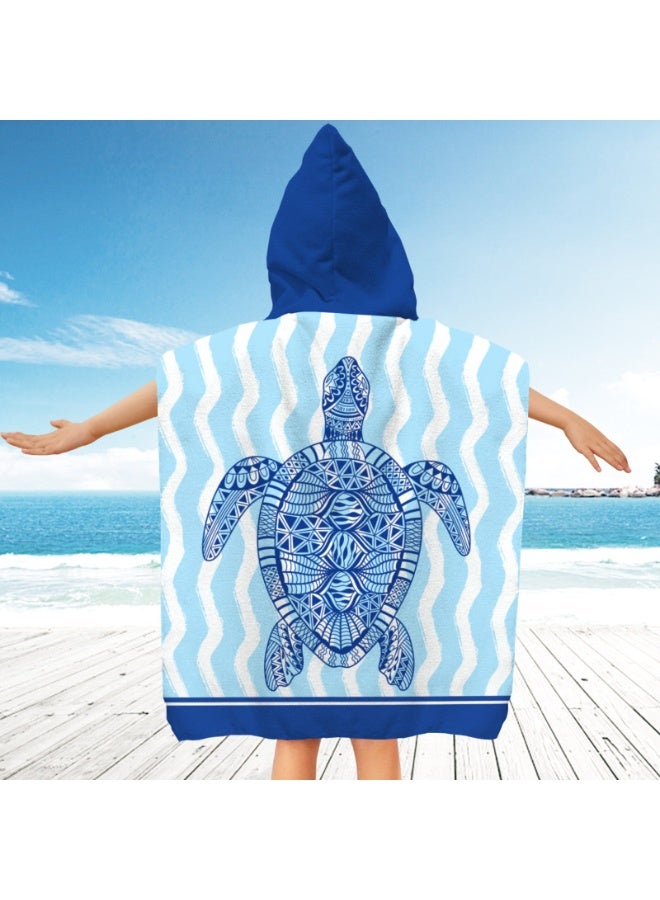 NIBEMINENT Kids Hooded Towel Cape - Microfiber Swim & Beach Bathrobe, Super Absorbent & Quick-Dry Towel for Children (60x60cm) - Image 1