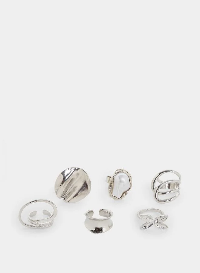 Set of 6 - Assorted Silver Ring