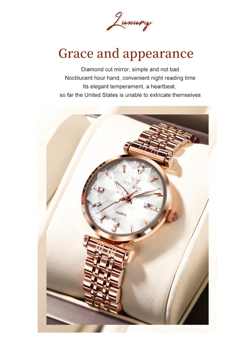 OLEVS Watches for Women Stainless Steel Quartz Water Resistant Analog Watch 32mm 5536 - Image 4