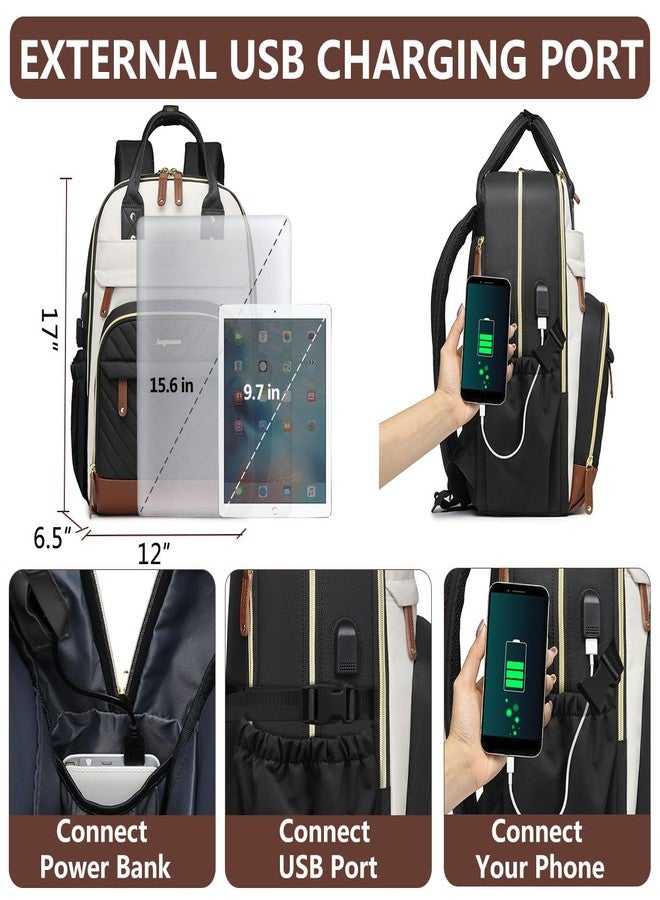 bagswan Laptop Backpack for Women Travel Backpacks - 15.6 Inch Laptop Computer Bag with Pouch Pocket Large Capacity Cup Purse Work Business Back pack College Teacher Bags Beige Black Brown - Image 4