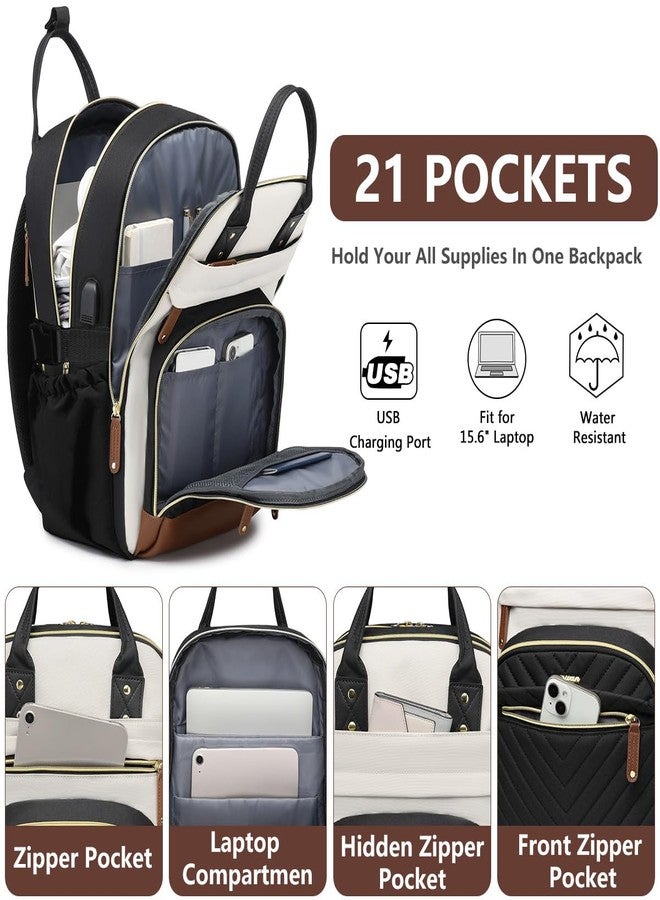 bagswan Laptop Backpack for Women Travel Backpacks - 15.6 Inch Laptop Computer Bag with Pouch Pocket Large Capacity Cup Purse Work Business Back pack College Teacher Bags Beige Black Brown - Image 3