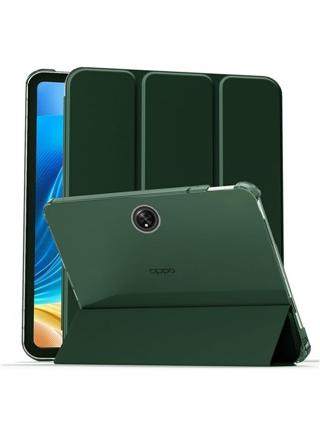 متوافق مع جهاز OnePlus Pad Go بحجم 11.35 بوصة لعام 2023. غطاء بوجه مسطح مصنوع من البولي كربونات الشفافة والمغناطيسية ذات الثلاث طبقات والجلد الطبيعي. - Image 1