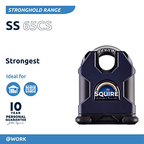 Squire Henry Squire SS65CS Stronghold 6 Pin S Cylinder Closed Shackle Steel Padlock, 65 mm (Length), Black/Blue - Image 5