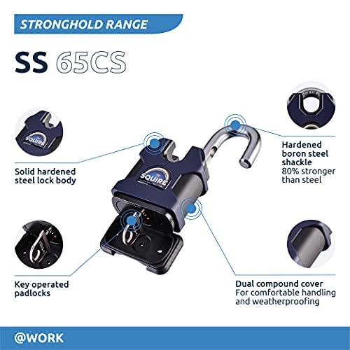 Squire Henry Squire SS65CS Stronghold 6 Pin S Cylinder Closed Shackle Steel Padlock, 65 mm (Length), Black/Blue - Image 4