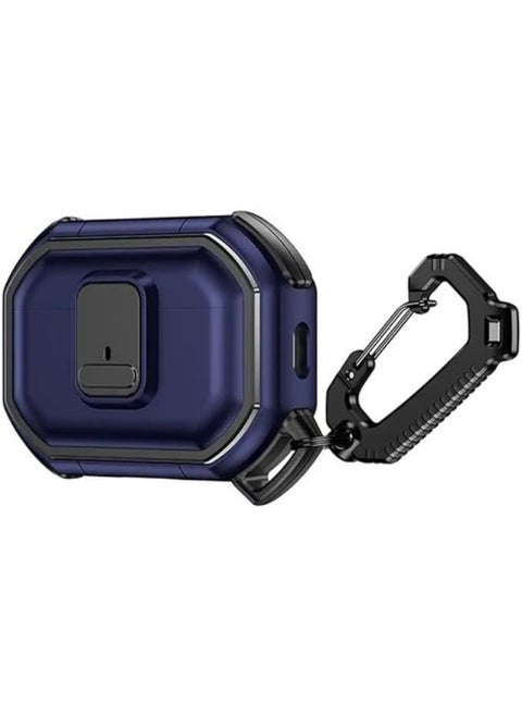 AirPods Pro 2nd Generation Cover 2022 With Lock Lid And Keychain Hook Double Layer Dustproof Blue
