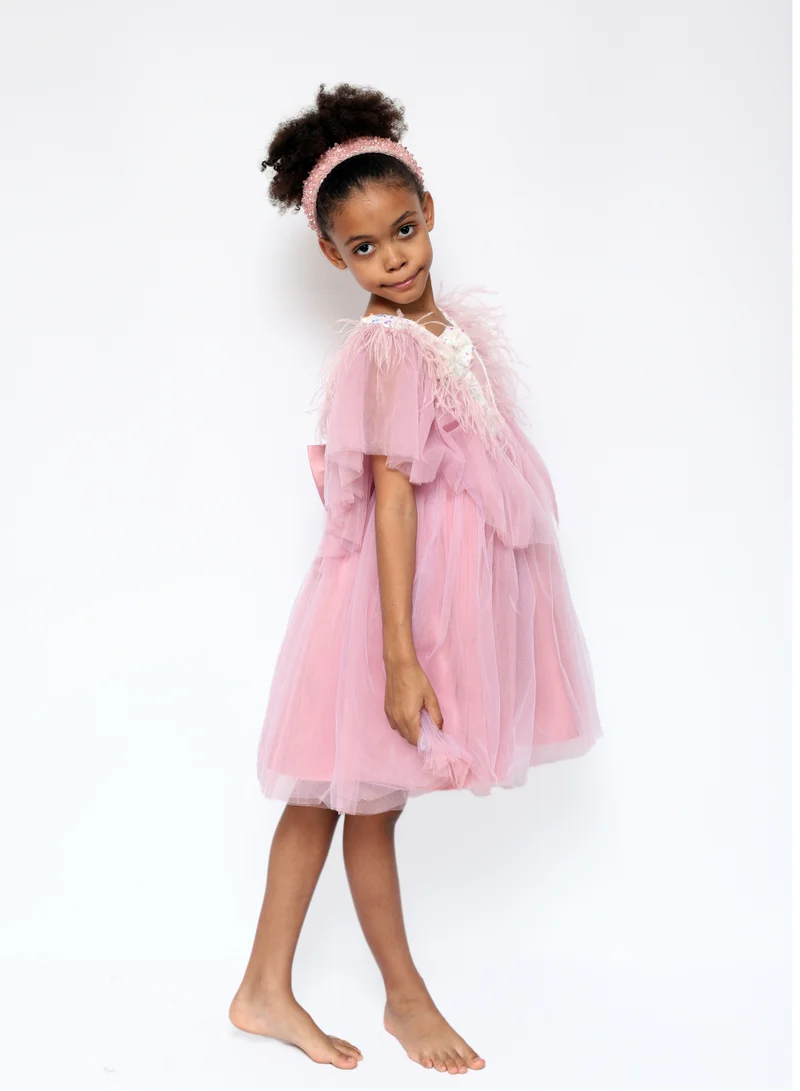 D'Daniela Dragonfly Dress with Sequins Dark Pink