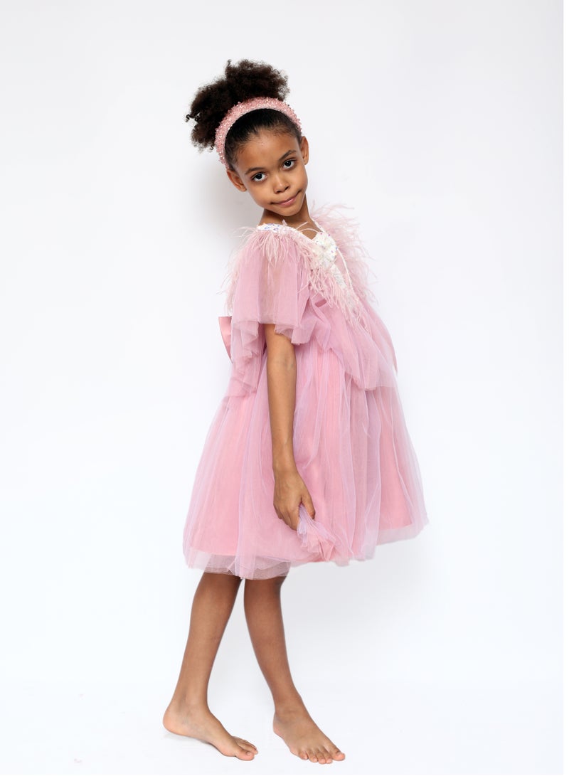 D'Daniela Dragonfly Dress with Sequins Dark Pink - Image 2