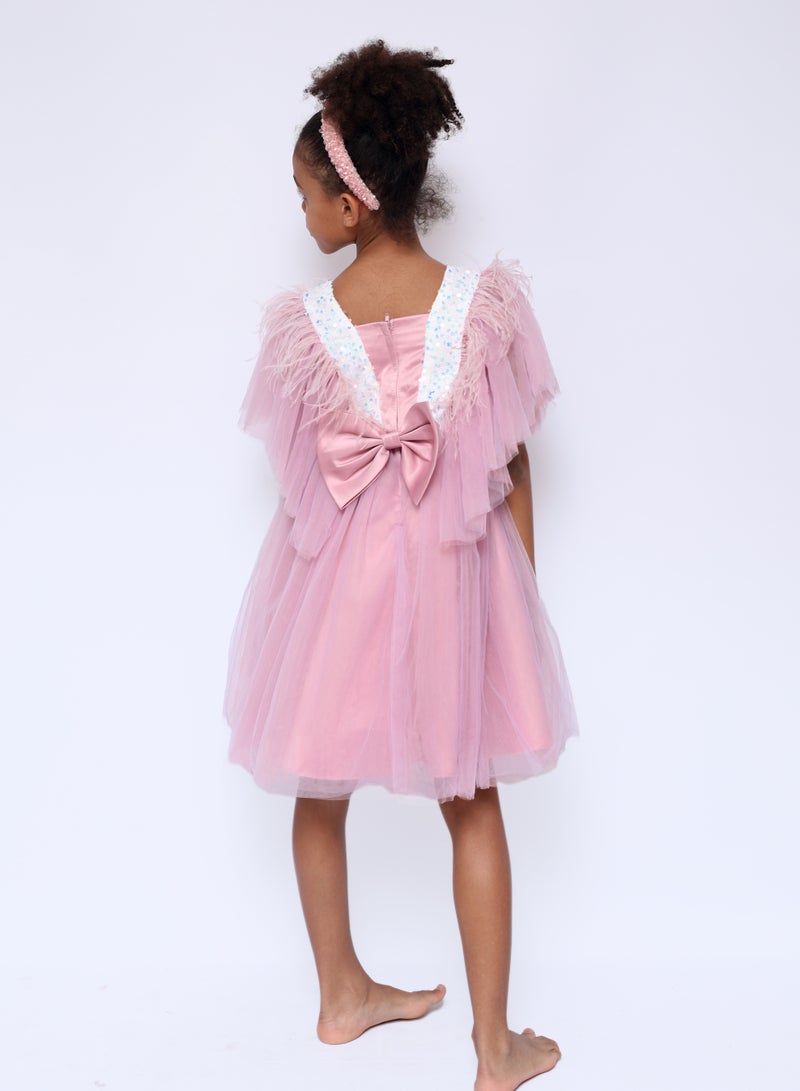 D'Daniela Dragonfly Dress with Sequins Dark Pink - Image 3