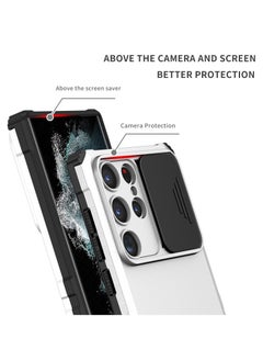 Generic Samsung Galaxy S23 Ultra White Mobile Phone Case Cover, Innovative Telescopic Bracket, Sliding Protection Camera Window, Bumper Shockproof Phone Back Cover  - Image 3