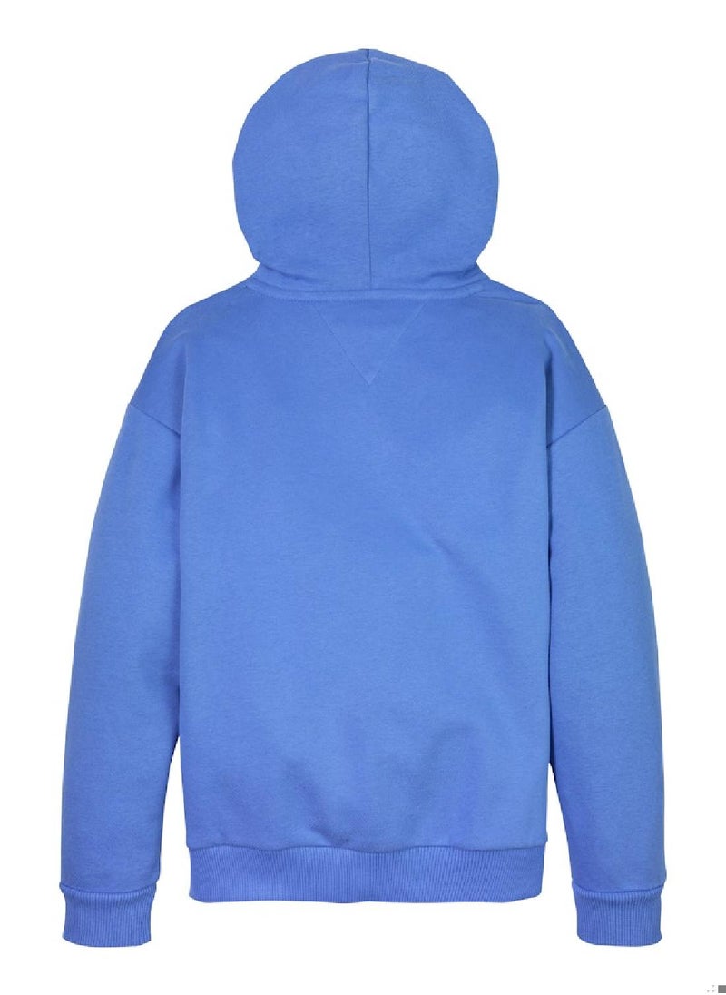 TOMMY HILFIGER Kids' Signature Tape Logo Hoodie - Cotton, Blue  - Image 5