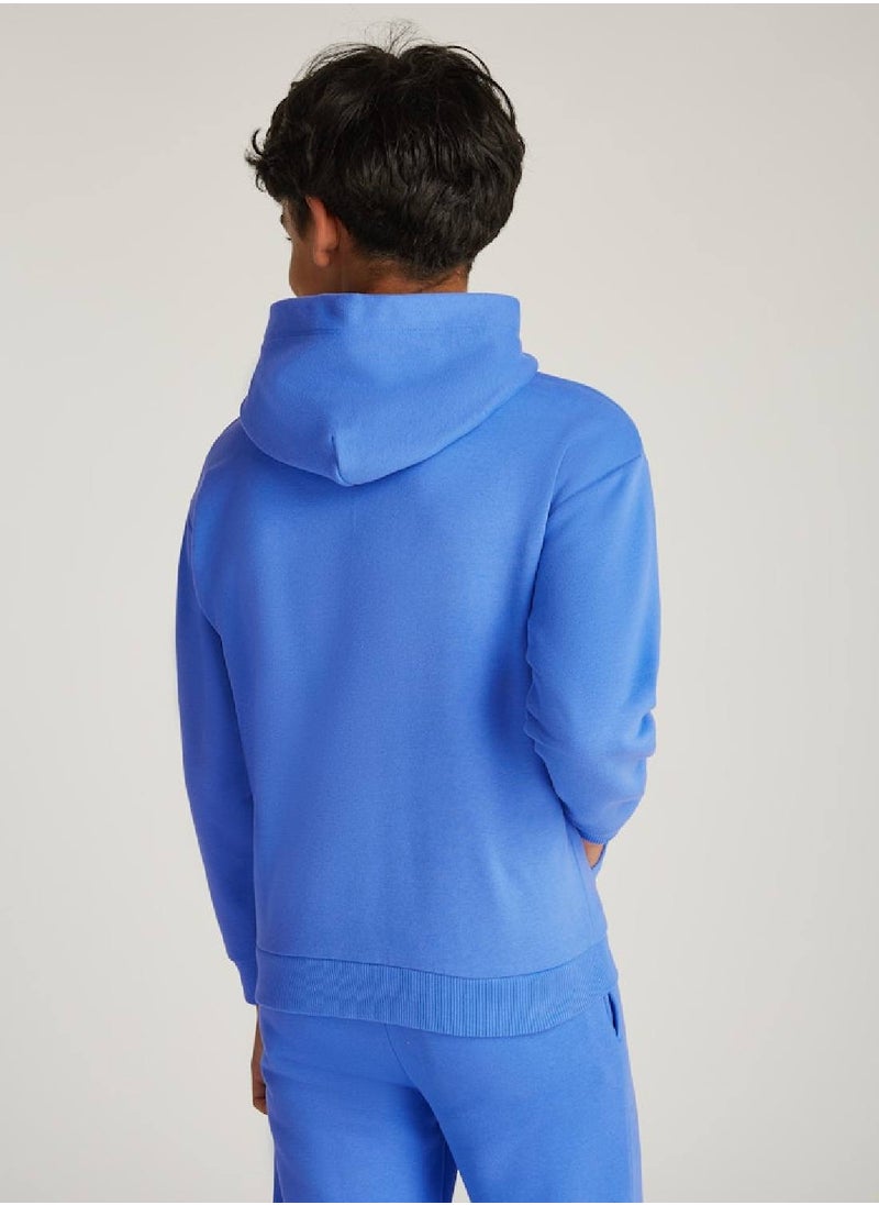 TOMMY HILFIGER Kids' Signature Tape Logo Hoodie - Cotton, Blue  - Image 3