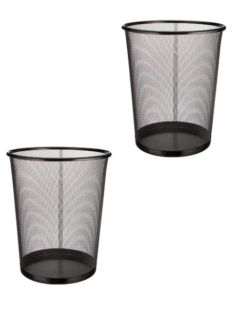 Garbage Bins Round Mash Waste Basket Trash Black (2-Piece)