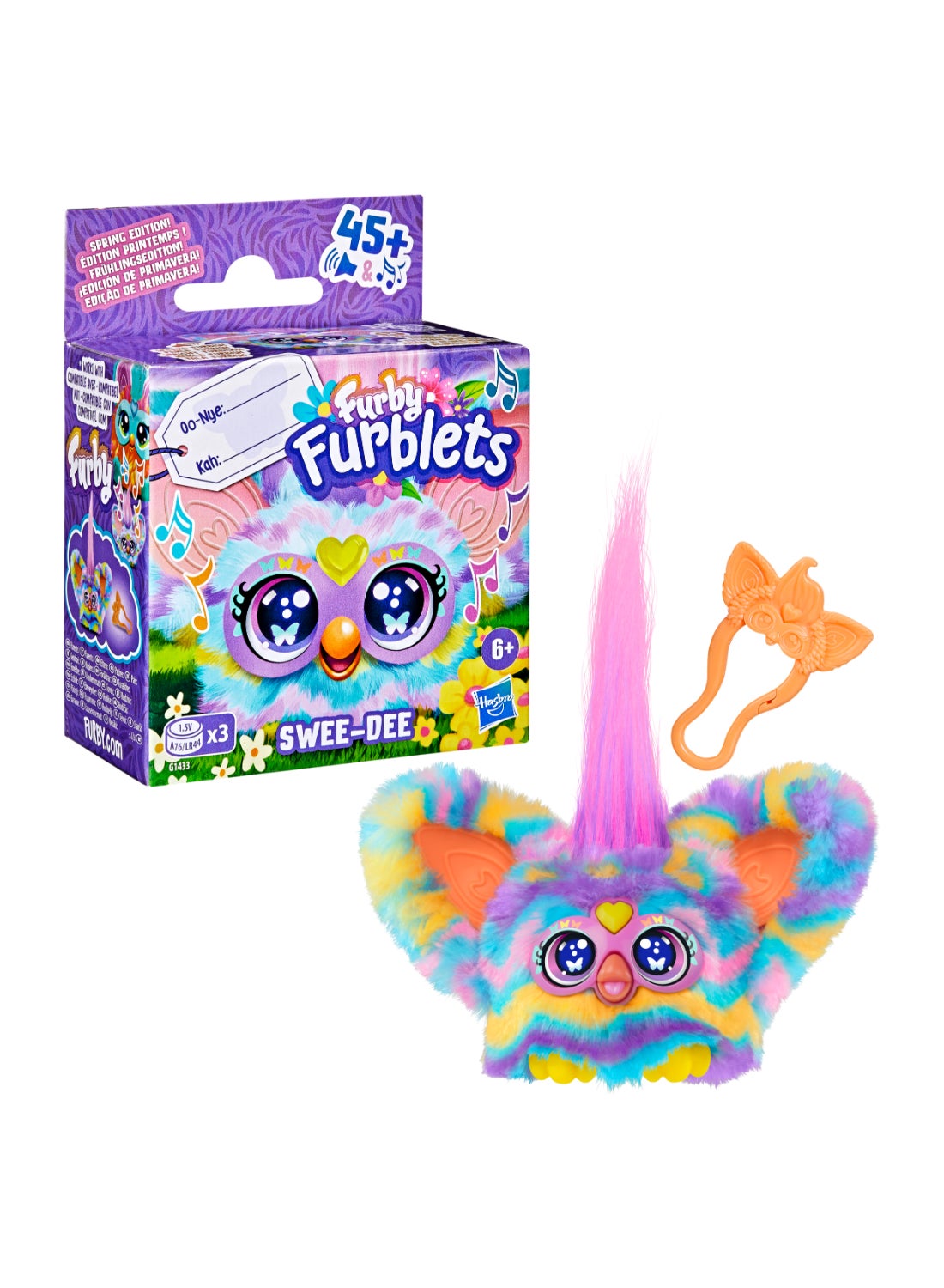 Furblets Swee-Dee Spring Mini Friend, Electronic Plush Toys for Girls & Boys 6+, Multicolor, Speaks Furbish & Plays Music
