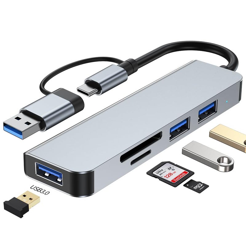 5-in-1 USB C Hub Aluminum with 1 SD Memory Port, 1 microSD Card Reader,1 USB 3.0, 2 USB 2.0 Port, USB Hub Compatible for MacBook,Laptop,Computer,iMac,iPad and More