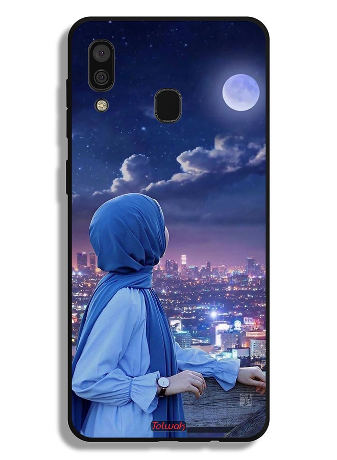 Tolwak Samsung Galaxy A30 Protective Case Cover Looking At Moon Hijab Girl - Image 1