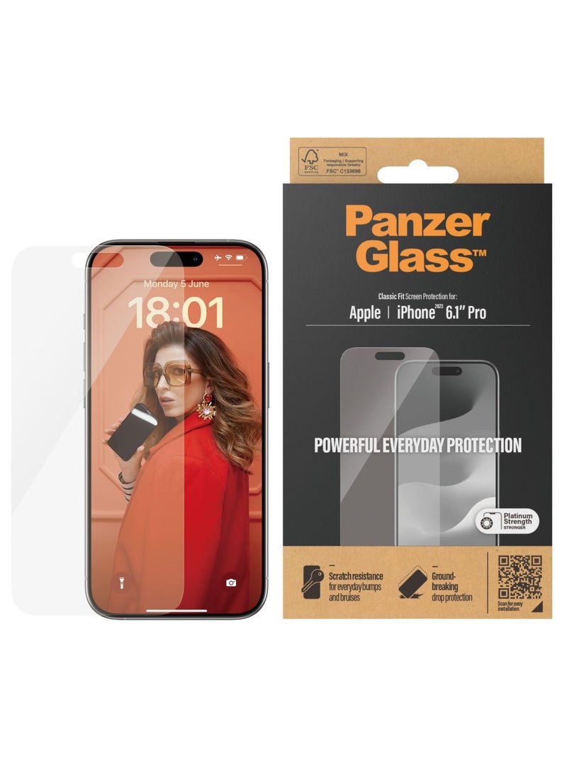 PanzerGlass واقي الشاشة PanzerGlass لهاتف iPhone 2023 Pro مقاس 6.1 بوصة | مقاس كلاسيكي - Image 2