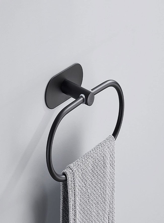 Besteffie Adhesive Towel Ring Self Adhesive Hand Towel Ring Stainless Steel Rustproof Bathroom Towel Holder Wall Mount SUS 304 Stainless Steel Matte Black - Image 5