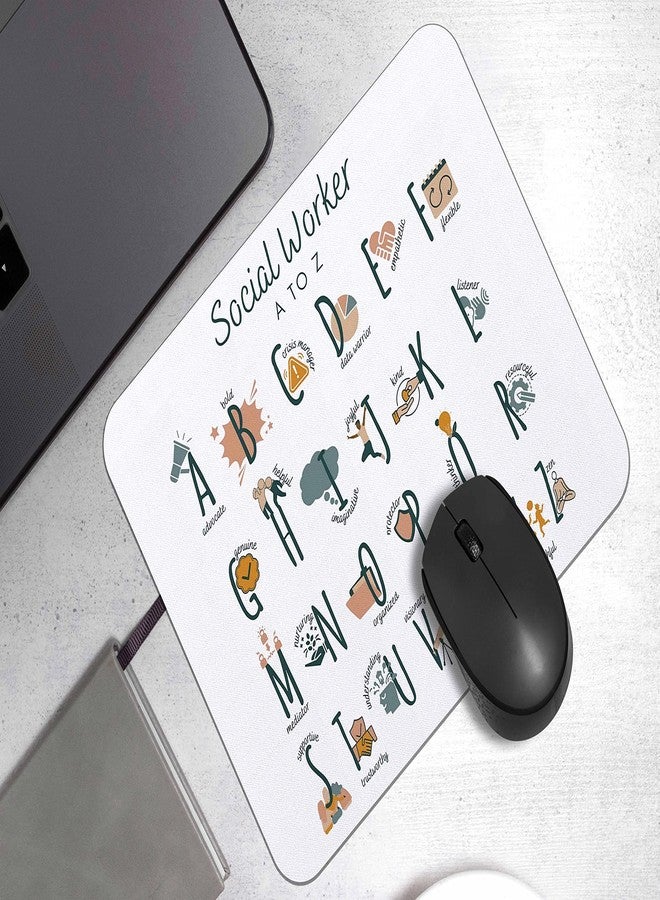 OFlich Social Worker Alphabet Mousepad 9.5×7.9 Inch Non-Slip Rubber Base Square Mouse Pads for Computers Laptop Social Worker Office Home Desk Decor,Social Worker Appreciation Gifts - Image 2