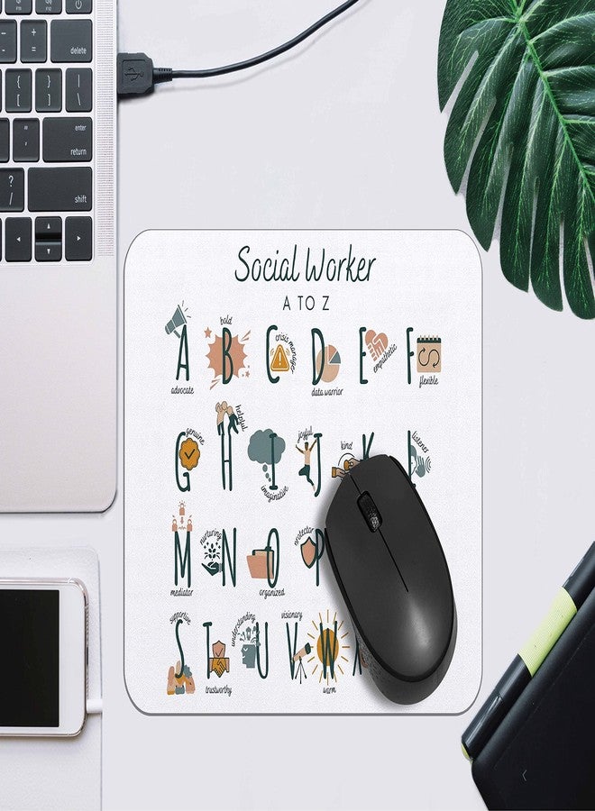 OFlich Social Worker Alphabet Mousepad 9.5×7.9 Inch Non-Slip Rubber Base Square Mouse Pads for Computers Laptop Social Worker Office Home Desk Decor,Social Worker Appreciation Gifts - Image 3