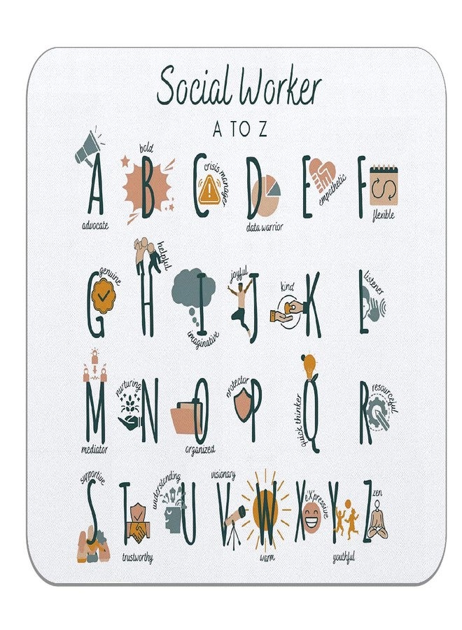 OFlich Social Worker Alphabet Mousepad 9.5×7.9 Inch Non-Slip Rubber Base Square Mouse Pads for Computers Laptop Social Worker Office Home Desk Decor,Social Worker Appreciation Gifts - Image 1