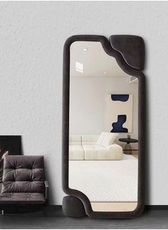 fashionhome Modern Scandinavian Design Full Length Mirror Standing Hanging or Leaning Against Wall Large Bedroom Floor Mirror Dressing Mirror Wall-Mounted Mirror Wood Frame Wavy Mirror Round Corner 60x160 cm  - Image 2
