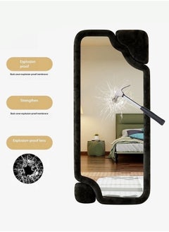 fashionhome Modern Scandinavian Design Full Length Mirror Standing Hanging or Leaning Against Wall Large Bedroom Floor Mirror Dressing Mirror Wall-Mounted Mirror Wood Frame Wavy Mirror Round Corner 60x160 cm  - Image 4