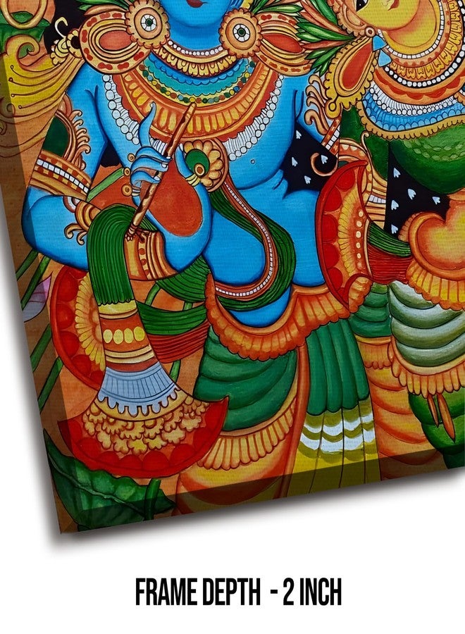 PAPER PLANE DESIGN Kerala Mural Art Indian Ethnic Traditional Wall Canvas Painting. 24 in x 24 in Size. (C) - Image 3
