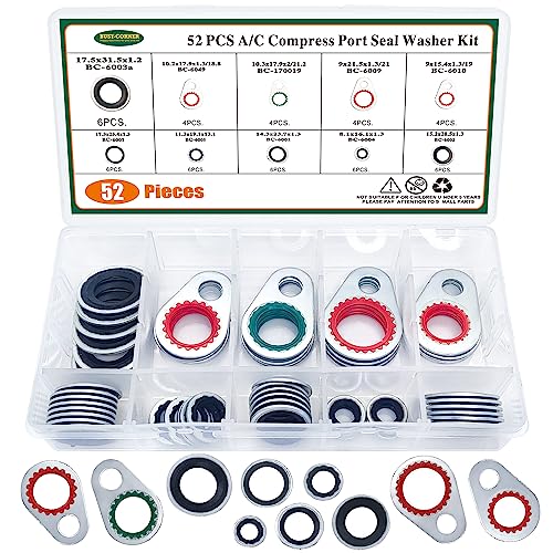BUSY-CORNER A/C System Compressor Gasket Seals Air Conditioning Compressor Port Seal Washer Kit (52 pcs) - Image 1