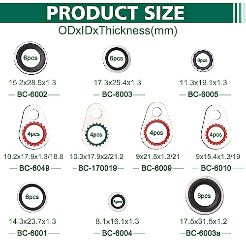 BUSY-CORNER A/C System Compressor Gasket Seals Air Conditioning Compressor Port Seal Washer Kit (52 pcs) - Image 2