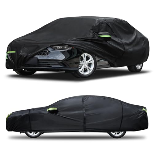 Qualencey Car Cover Custom Fit for Honda Accord 2001-2025,Toyota Camry 1996-2025,6 Layers Truck Cover Waterproof All Weather for Automobiles,Outdoor Full Exterior Cover,Rain, Sun, Wind Protection,Black - Image 1