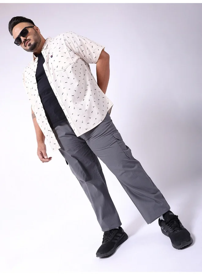 HARDSODA  Hardsoda Ash Grey Men Plus Fit Casual Solid Regular Cargo for Men | Best Price UAE