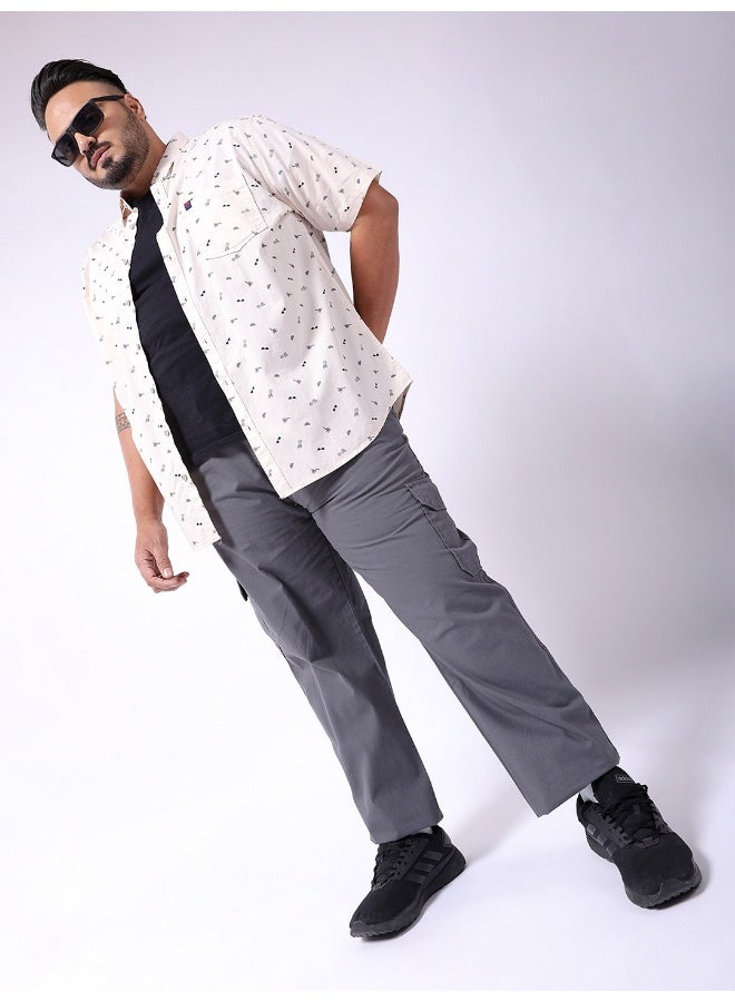 Hardsoda Ash Grey Men Plus Fit Casual Solid Regular Cargo - Image 5