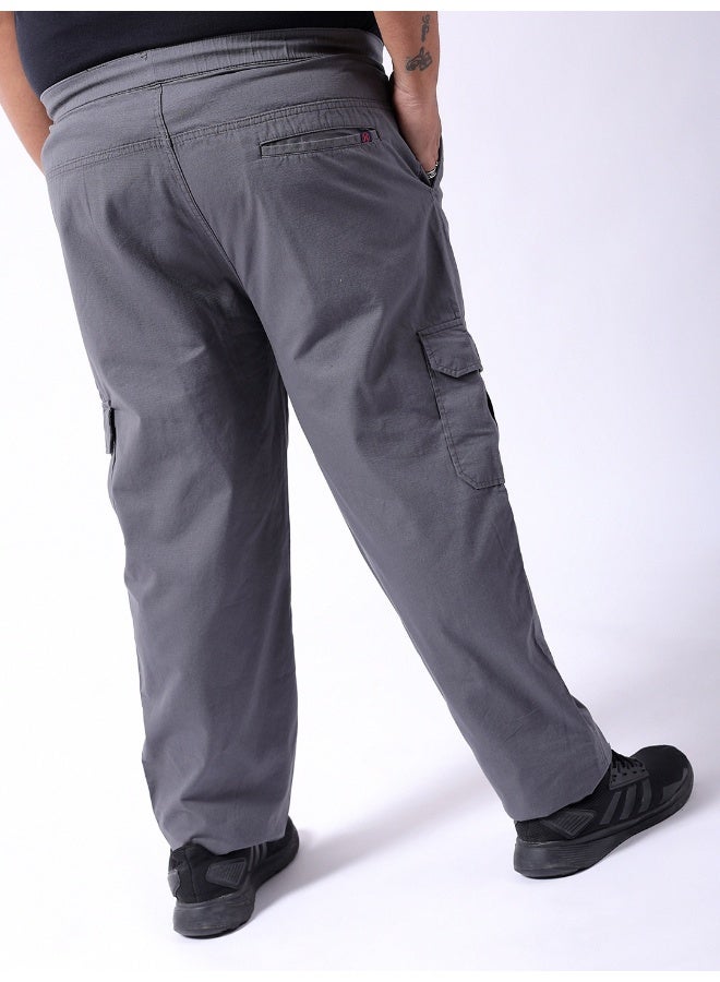 Hardsoda Ash Grey Men Plus Fit Casual Solid Regular Cargo - Image 1