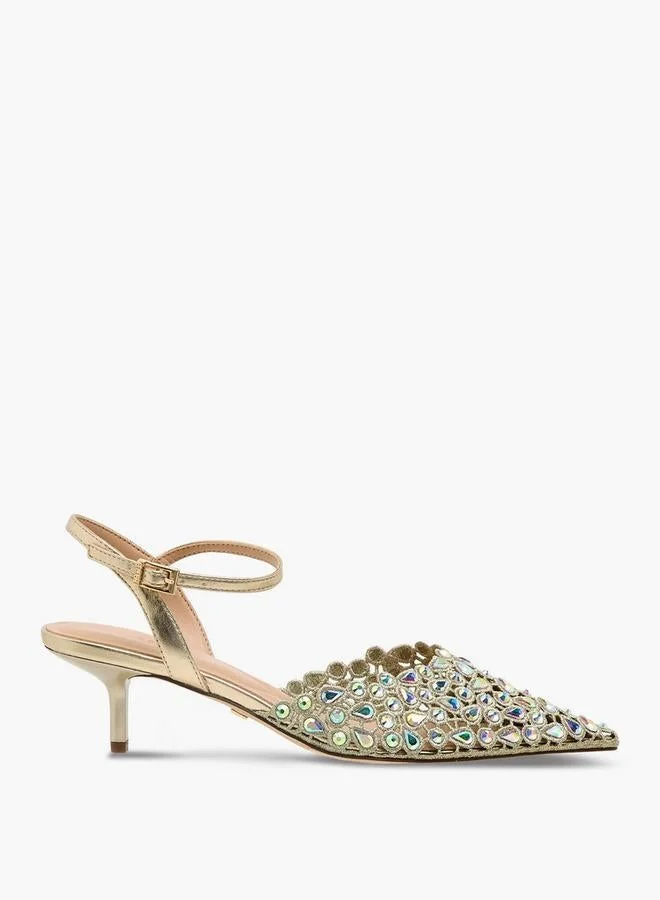 سيليست Women Kitten Heel Pointed Toe Mules Ramadan Collection