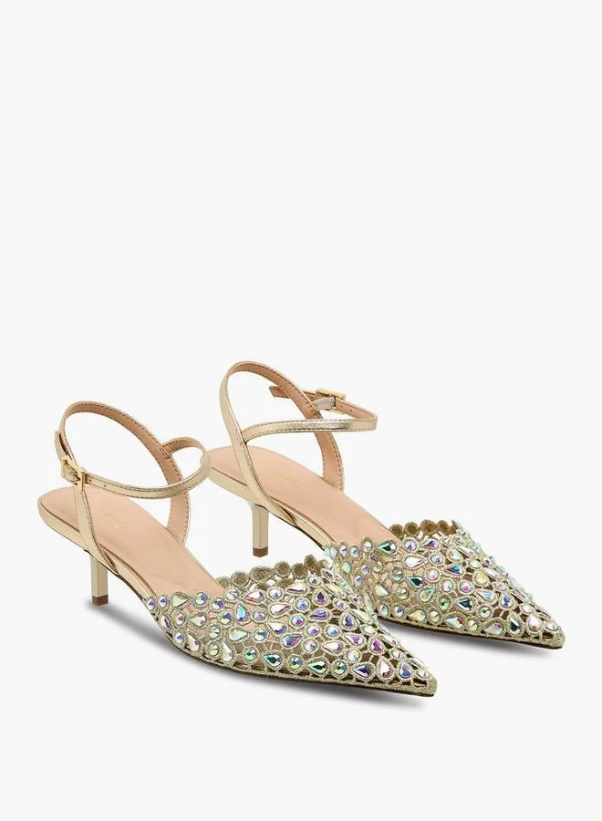 سيليست Women Kitten Heel Pointed Toe Mules Ramadan Collection