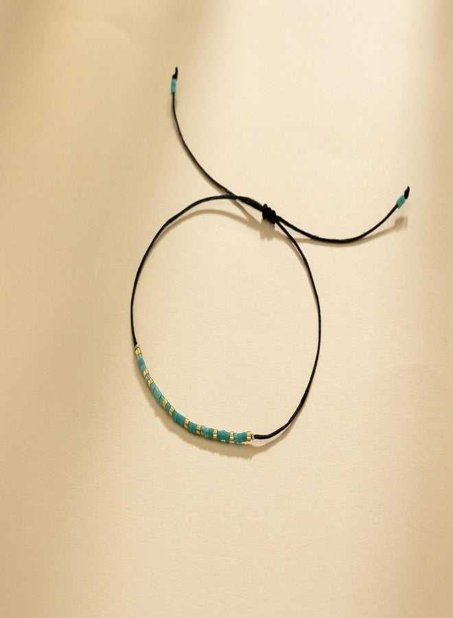 RareLove Godmother Morse Code Beaded Bracelet for Women - Blue Gold Pony Seed Tiny Beads - Image 5