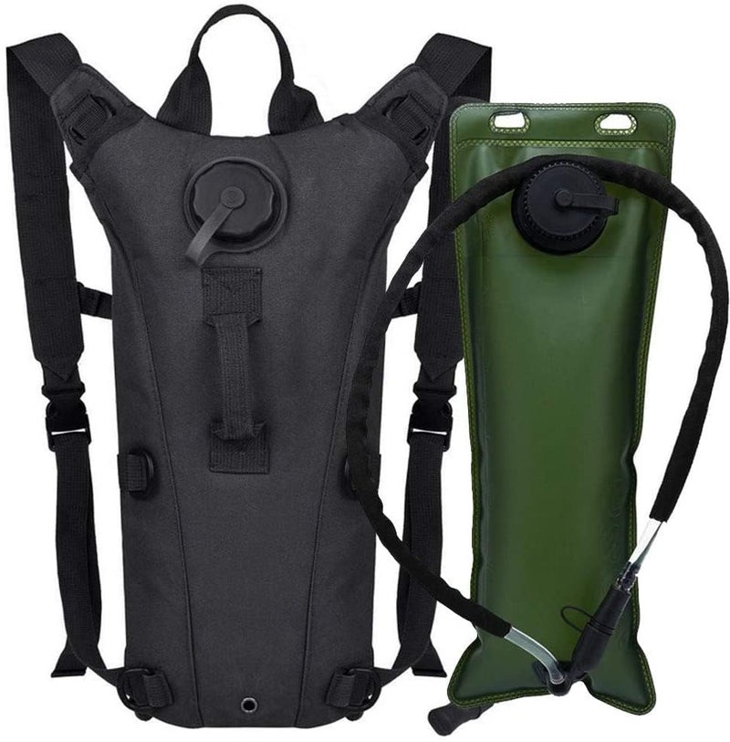 TrekEaze Tactical Hydration Pack Backpack – 3L Leakproof Water Bladder Backpack with Hands-Free Hose & Bite Valve – Lightweight, Durable Military Water Carrier for Running, Cycling (Black, 3 L) - Image 1