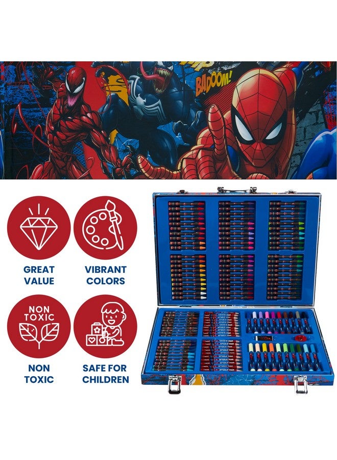 MARVEL Marvel Spiderman Art Set for Kids Colouring Pencils Coloring Markers Drawing Kit Crayons Stickers Marker Set in Travel Case Gifts for Kids (Multi Spiderman) - Image 3