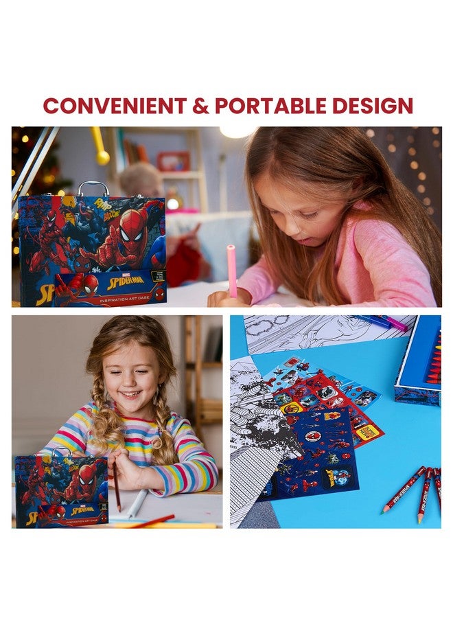 MARVEL Marvel Spiderman Art Set for Kids Colouring Pencils Coloring Markers Drawing Kit Crayons Stickers Marker Set in Travel Case Gifts for Kids (Multi Spiderman) - Image 5